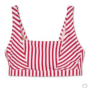 Red stripe bikini top